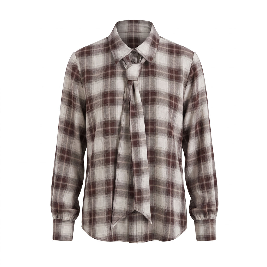 Camicia in Viscosa a Quadri con Dettaglio Cravatta - i BLUES