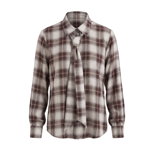 Camicia in Viscosa a Quadri con Dettaglio Cravatta - i BLUES