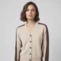 Cardigan Scollo a V Bicolore in Puro Cashmere – Purotatto