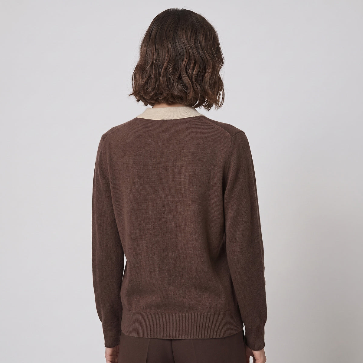 Cardigan Scollo a V Bicolore in Puro Cashmere – Purotatto