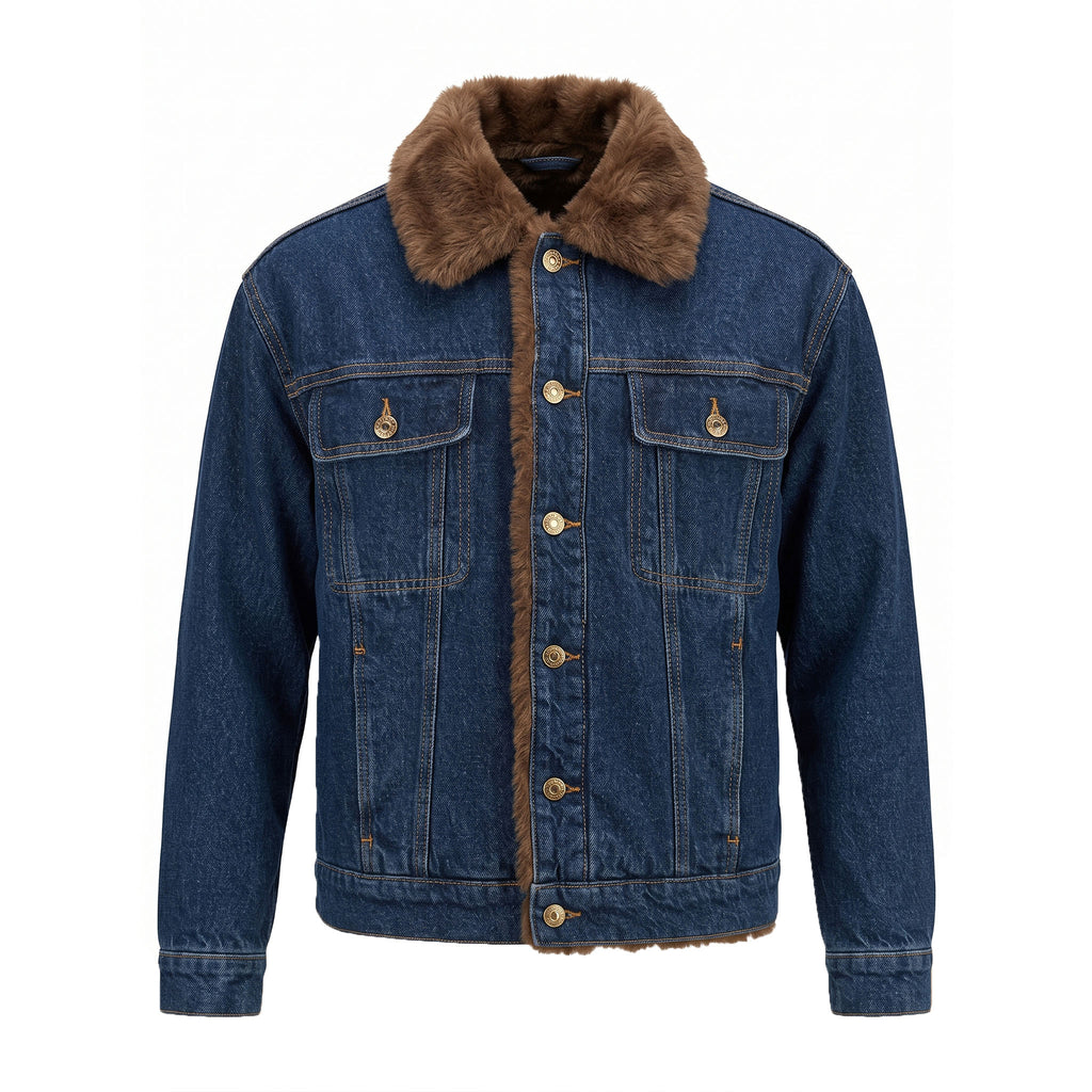 Giaccone Denim "Iblairone" con Collo in Ecopelliccia – i BLUES
