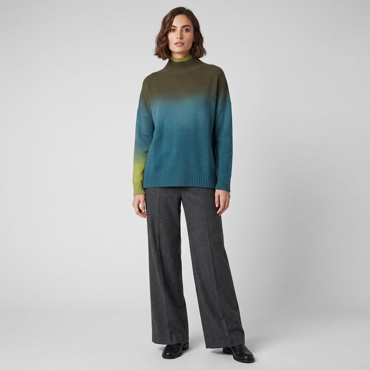 Maglia a Collo Alto "Dip Dye" in 100% Cashmere – Mirror in the Sky