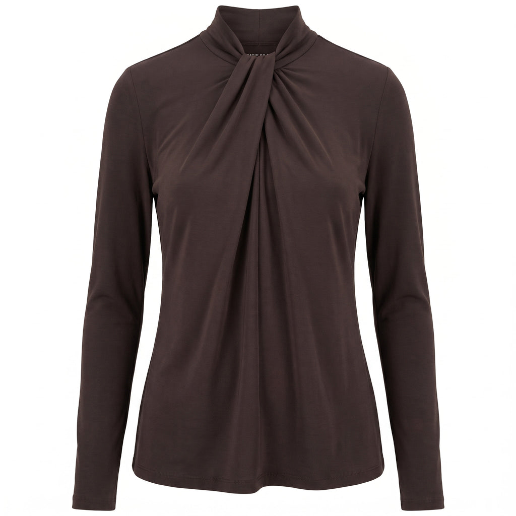 Maglia a Collo Alto con Drappeggio in Viscosa "Soft Touch" – Majestic Filatures