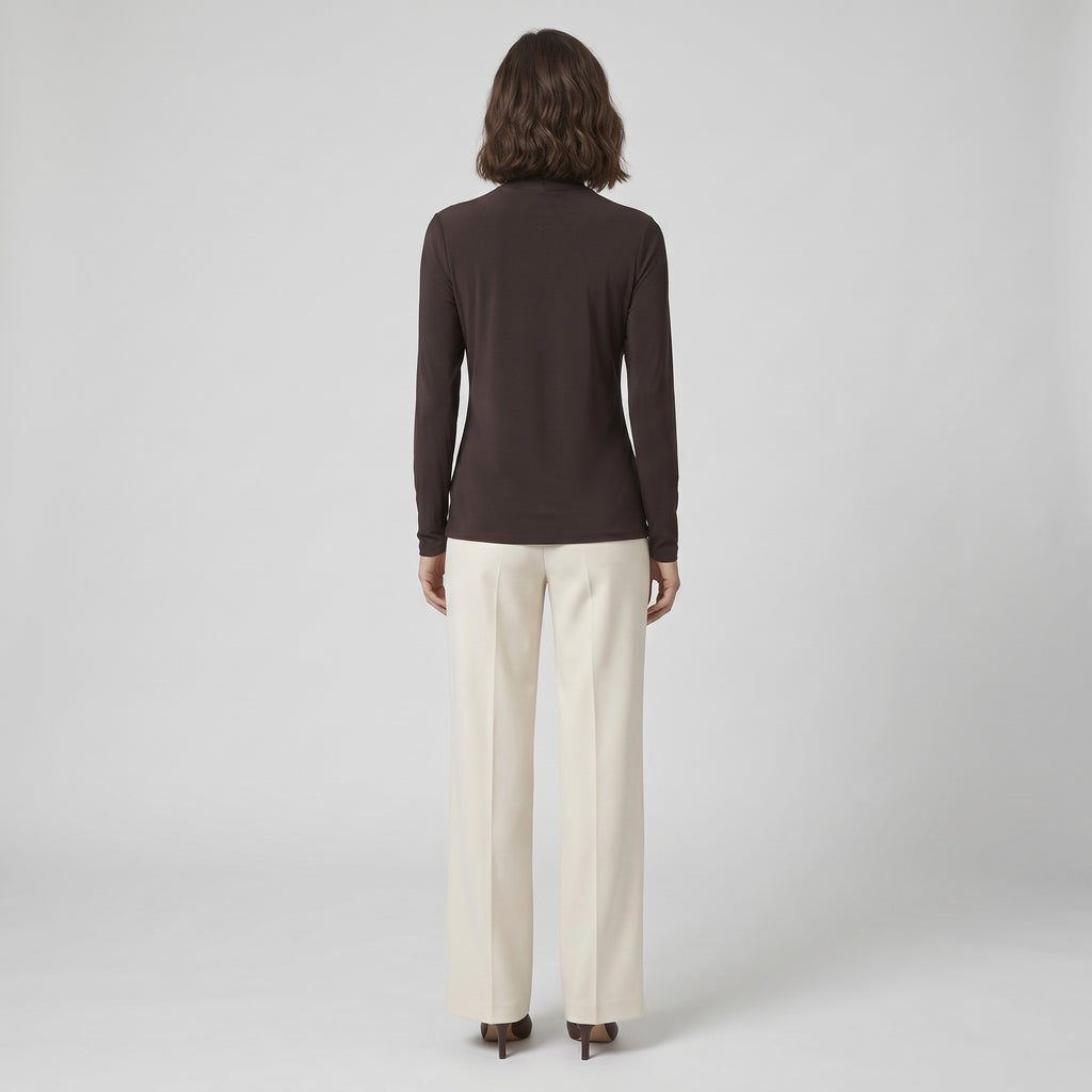 Maglia a Collo Alto con Drappeggio in Viscosa "Soft Touch" – Majestic Filatures